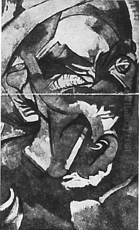 Autoportret z papierosem Oil Painting by Stanislaw Ignacy Witkiewicz (Witkacy)