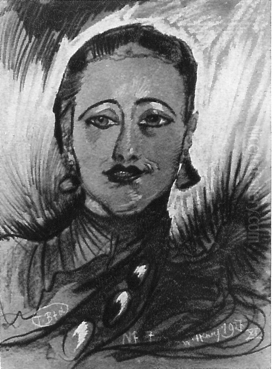 Portrait of Wladyslawa Reynelowa, smiling Oil Painting by Stanislaw Ignacy Witkiewicz (Witkacy)