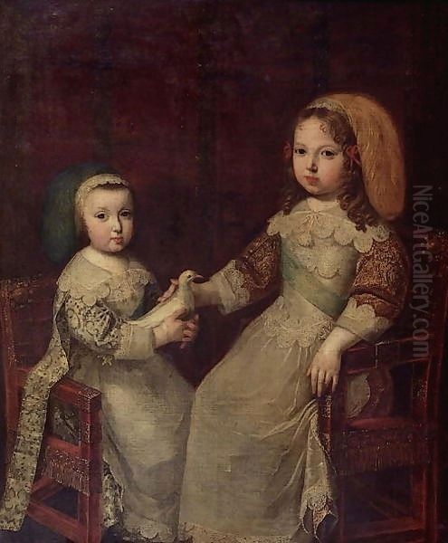 Louis XIV enfant et son frere Philippe de France, duc d'Anjou Oil Painting by Charles Beaubrun
