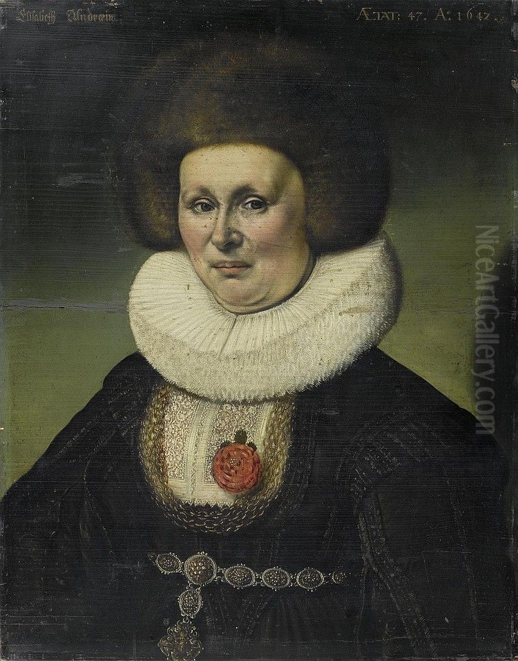 Portrat Elisabeth von Werdt geb. Andreae (1595-vor 1666) Oil Painting by Hans Jakob Dunz