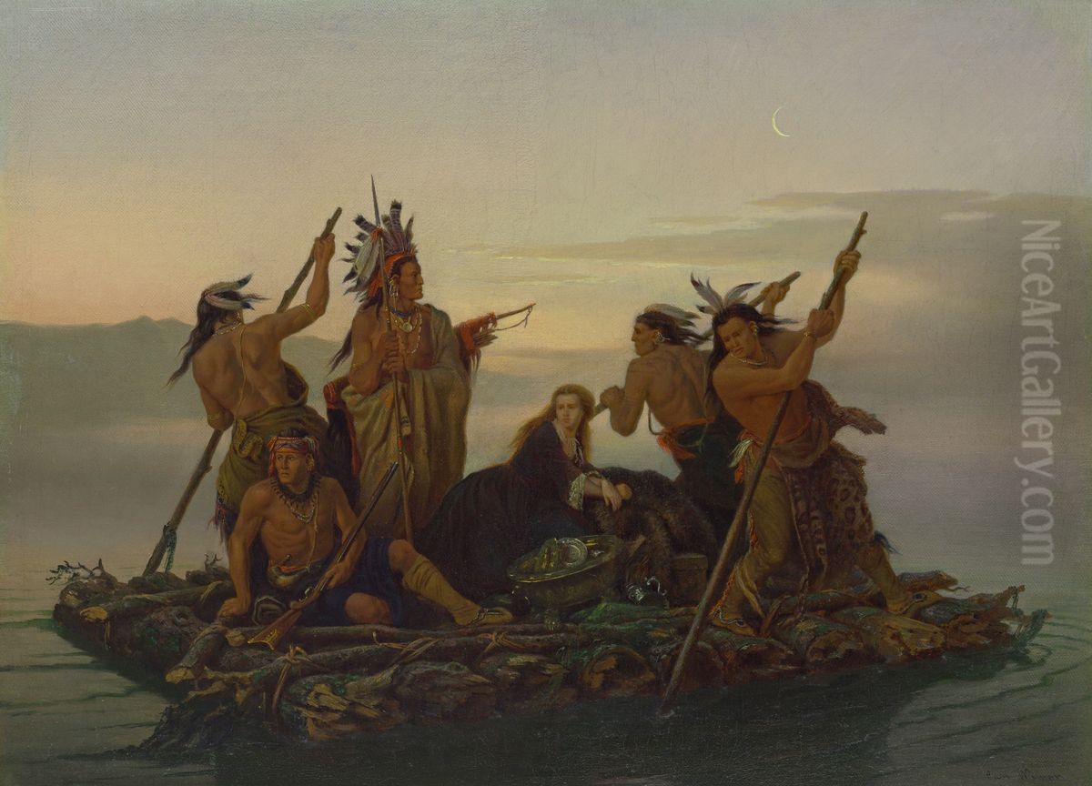 The Abduction of Boone's Daughter by the Indians Oil Painting by Karl Ferdinand Wimar