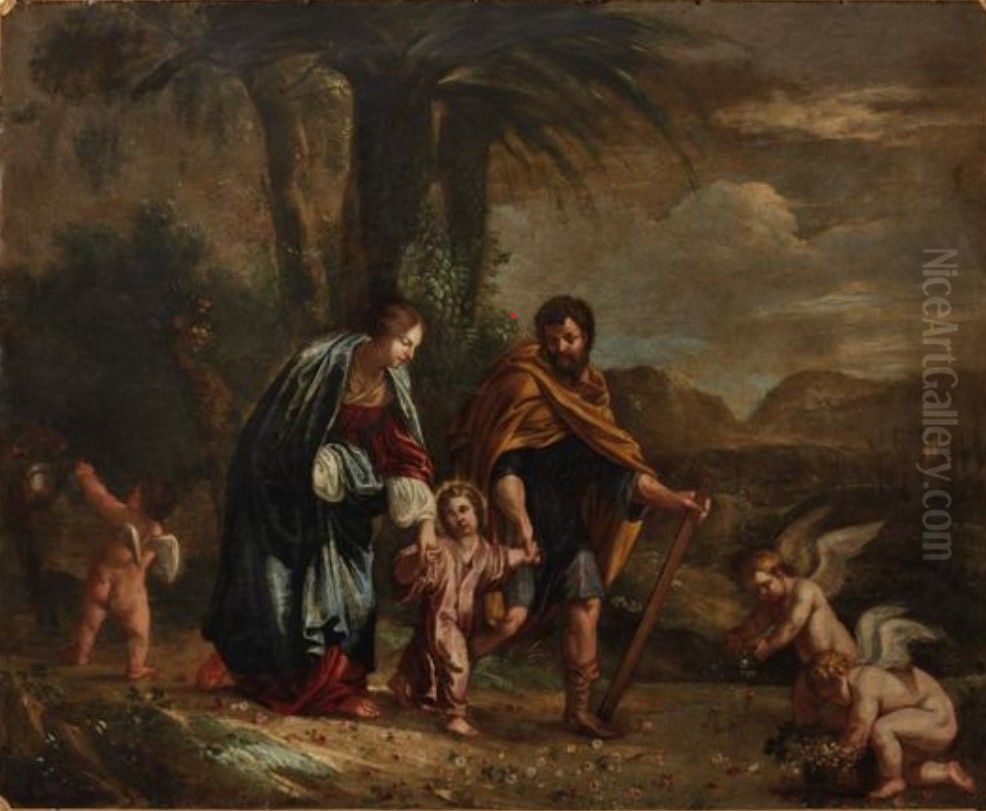 The flight into Egypt Oil Painting by Michael Angelo Immenraet