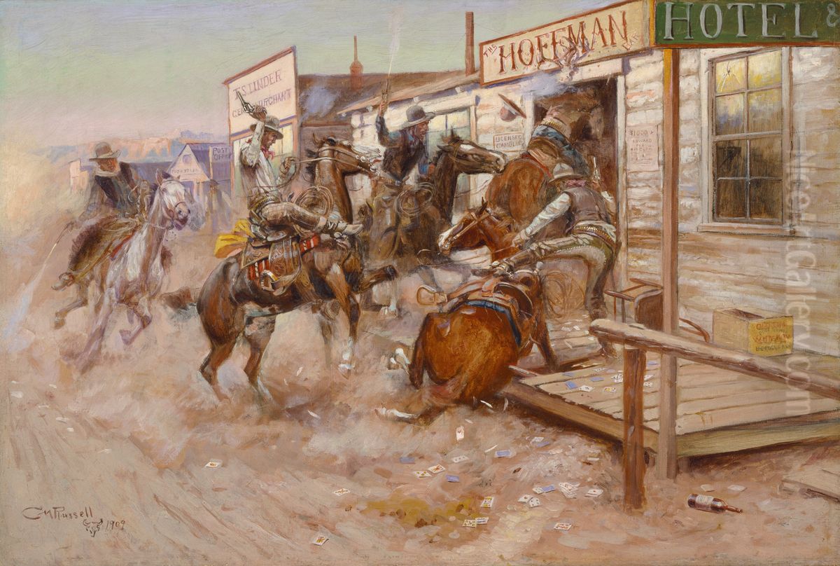 In Without Knocking Oil Painting by Charles Marion Russell