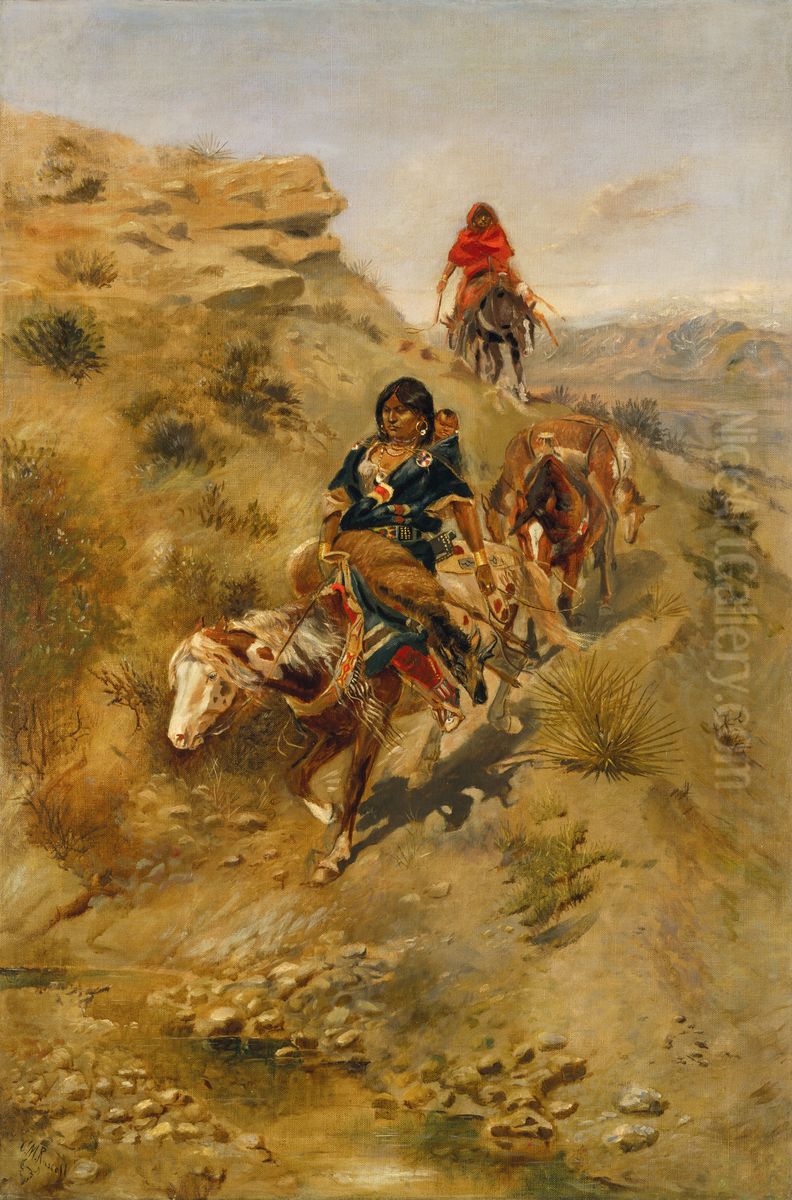 Bringing Home the Meat Oil Painting by Charles Marion Russell