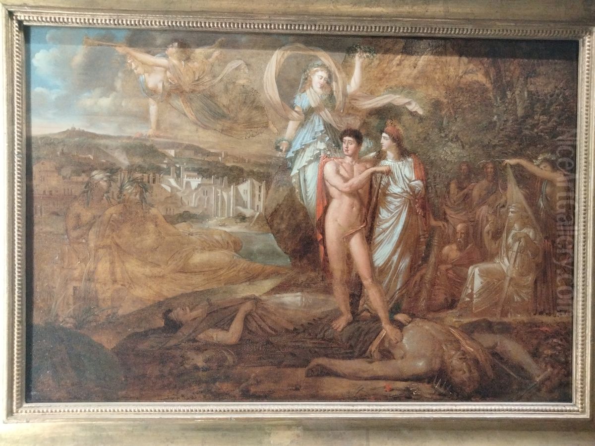 La Rebellion lyonnaise terrassee par le genie de la Liberte Oil Painting by Philippe-Auguste Hennequin