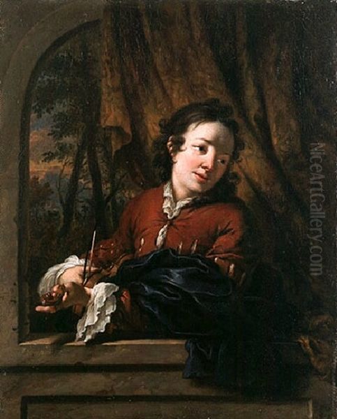 Young violinist. Oil Painting by Johannes Voorhout