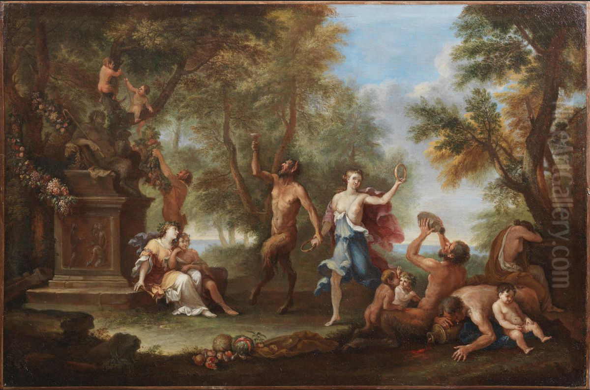 A Bacchanal Oil Painting by Filippo Lauri
