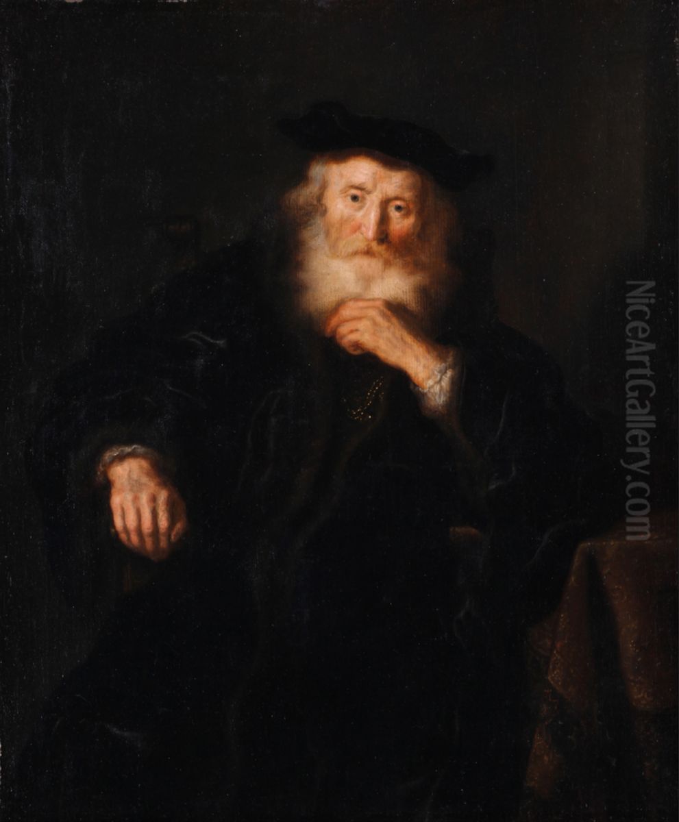 Old man wearing a beret Oil Painting by Salomon Koninck
