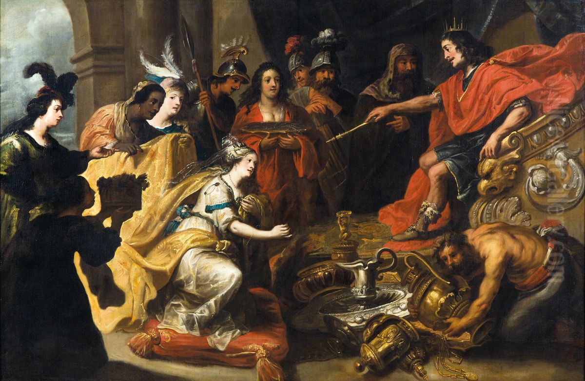 The Queen of Sheba before King Salomon Oil Painting by Pauwels Casteels