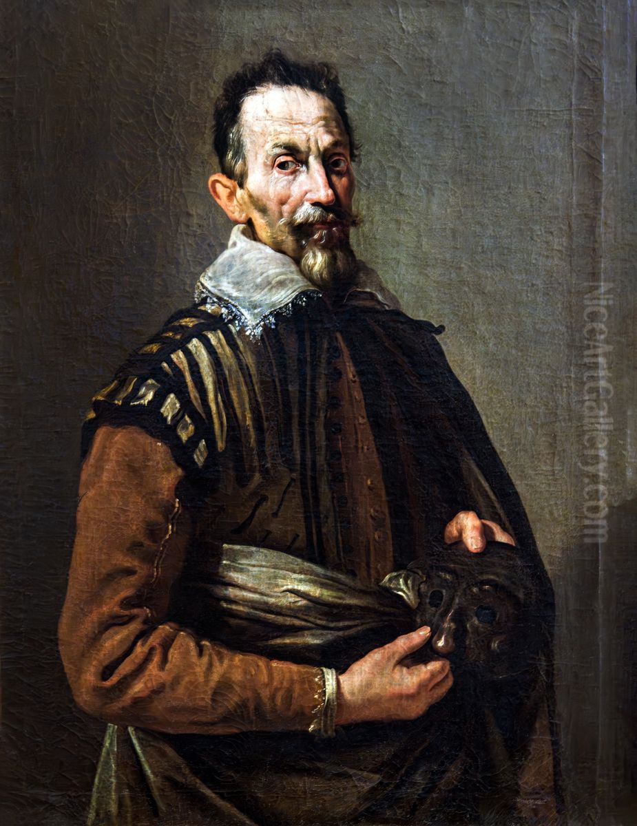 Portrait of Francesco Andreini or Claudio Monteverdi Oil Painting by Domenico Fetti