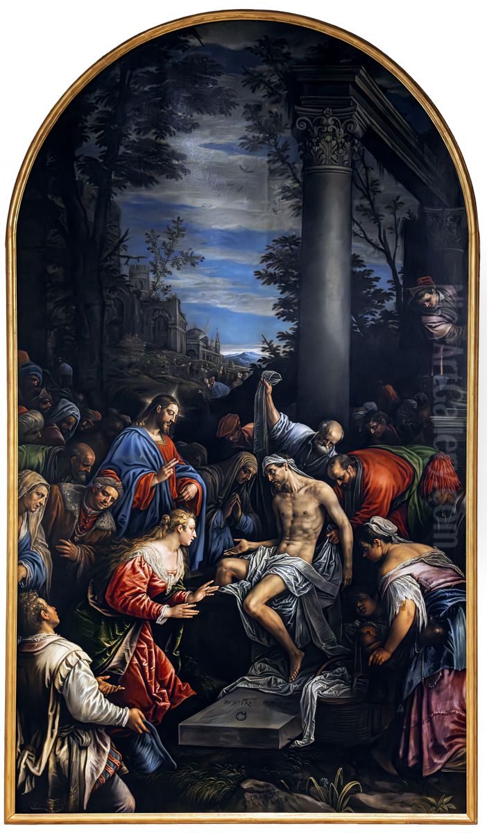 Resurrection of Lazarus Oil Painting by Leandro Bassano