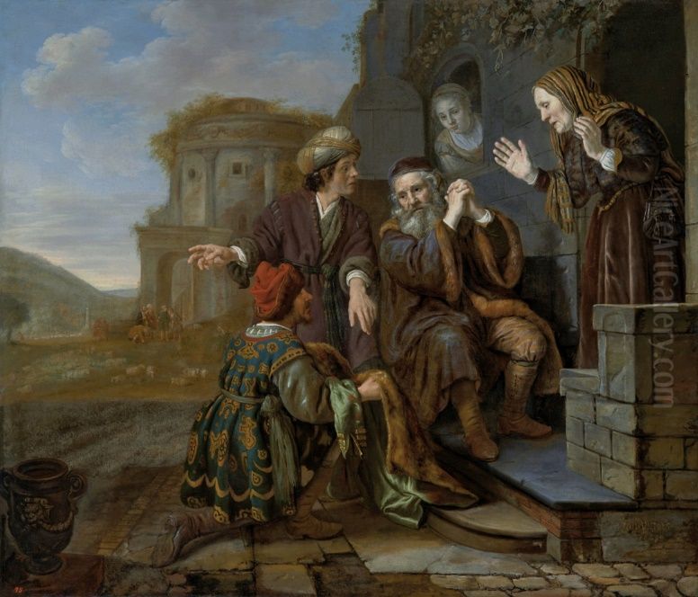 Joseph's blood-stained coat brought to Jacob. Oil Painting by Jan Victors