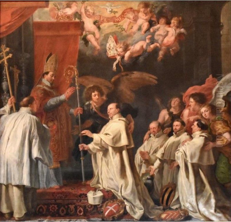The Ordination of Blessed Waltmanus by Saint Norbert Oil Painting by Abraham van Diepenbeeck