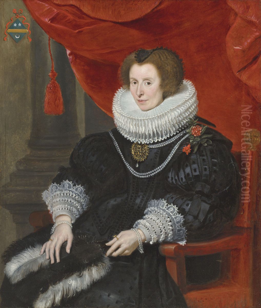 Portrait of a lady, believed to be Anna de Bourgeois (d. 1636) Oil Painting by Cornelis De Vos