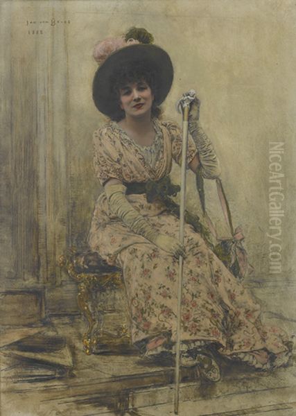 Portrait of Sarah Bernhardt Oil Painting by Jan van Beers