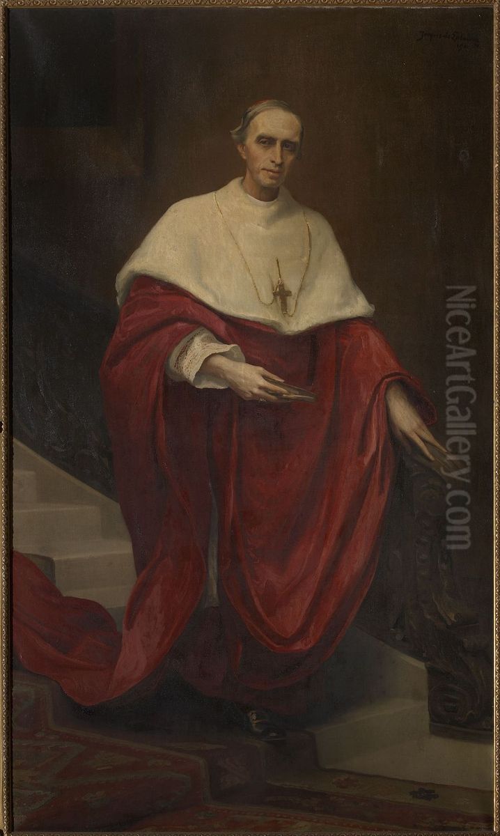 Portrait of Cardinal Desire-Joseph Mercier, Archbishop of Mechelen Oil Painting by Jacques de Lalaing