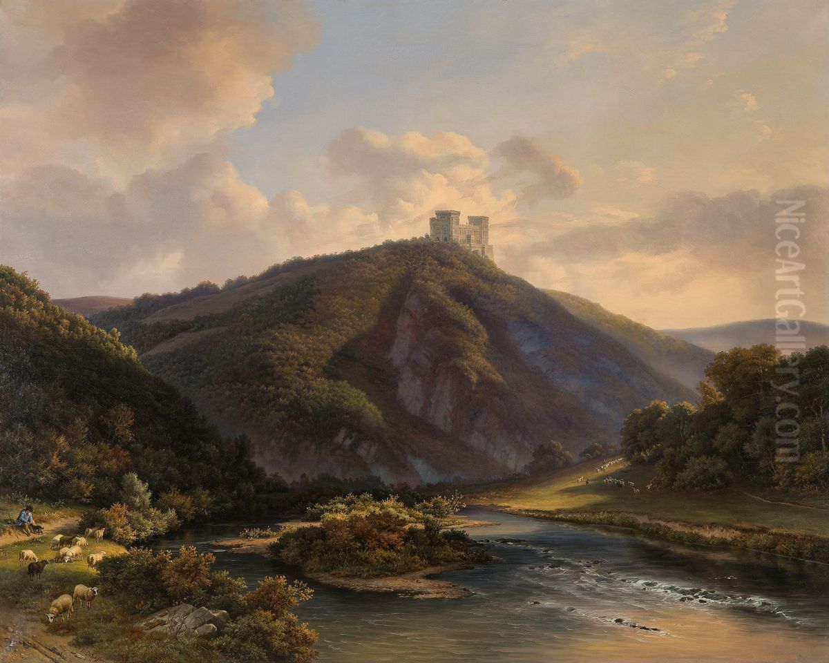 Kasteel van Ciergnon Oil Painting by Jan Baptiste de Jonghe