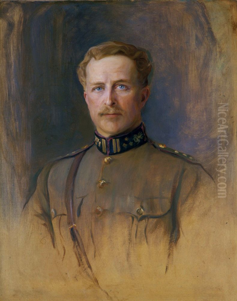 Bust portrait of King Albert I Oil Painting by Philip de Laszlo