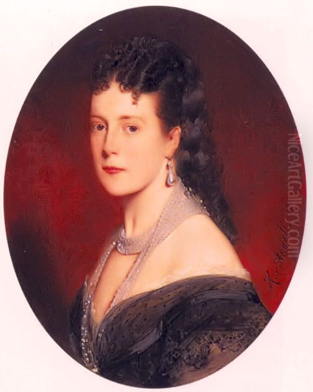 Portrait of Queen Marie Henriette Oil Painting by Baron Heinrich von Angeli