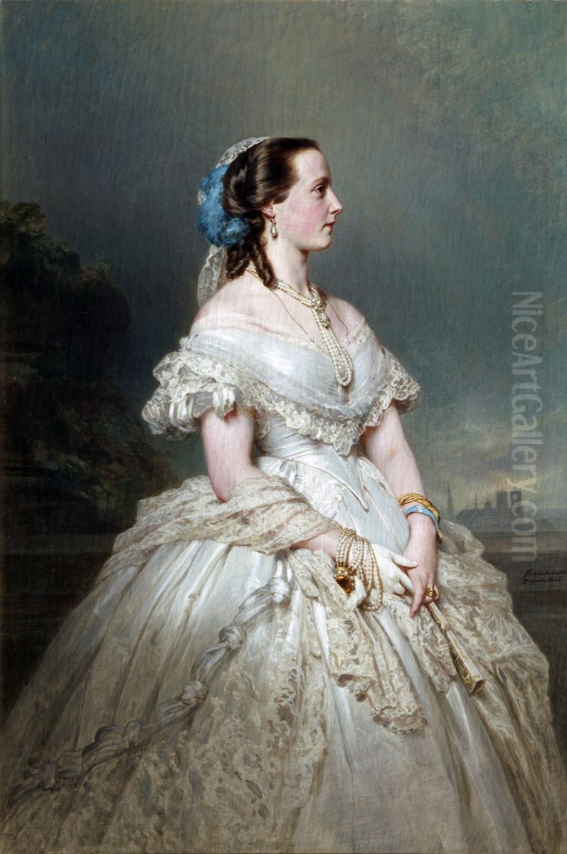 Portrait of Queen Marie Henriette Oil Painting by Franz Xavier Winterhalter