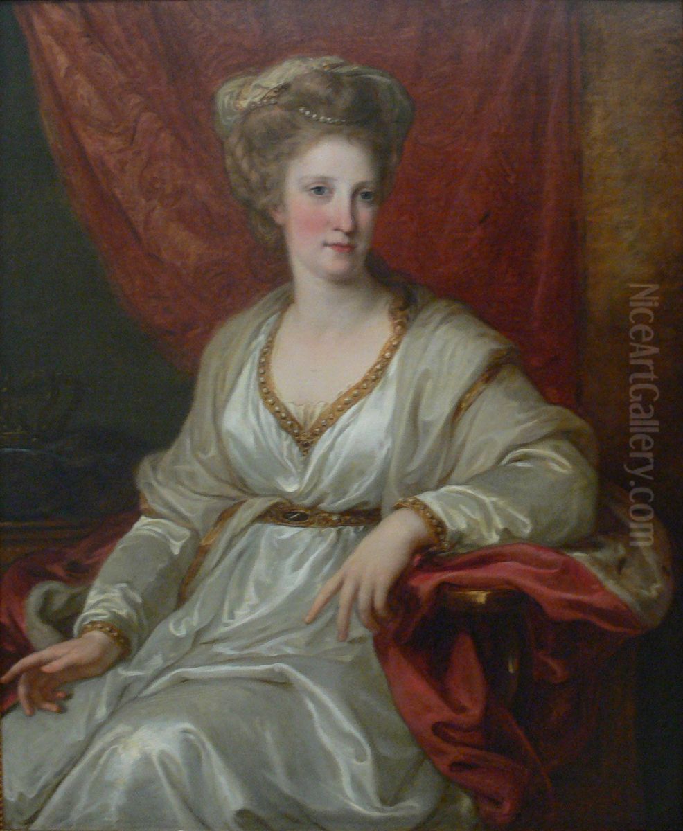 Portrait of Maria Carolina of Austria (1752-1814) Oil Painting by Angelica Kauffmann