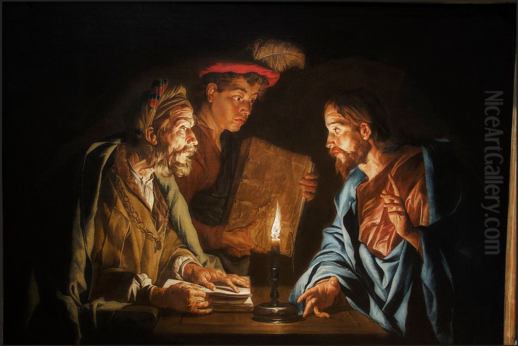 Jesus Christ and Nicodemus Oil Painting by Matthias Stom