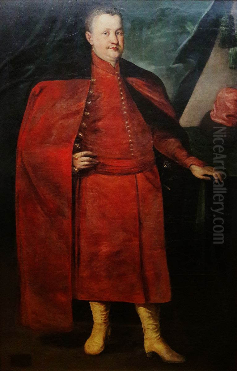 Portrait of Wladyslaw Dominik Zaslawski-Ostrogski in Polish costume. Oil Painting by Peter Danckerts de Rij