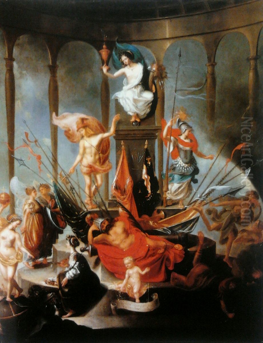 Allegory of peace triumphant over the war. Oil Painting by Jacob Willemsz de Wet