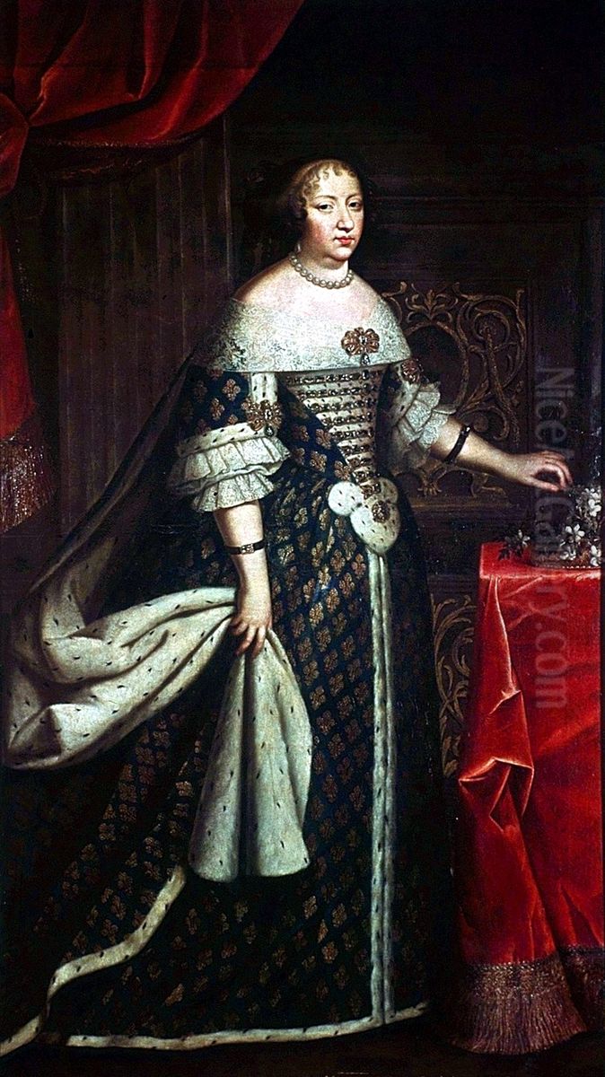 Anne d'Autriche en costume royal Oil Painting by Charles Beaubrun