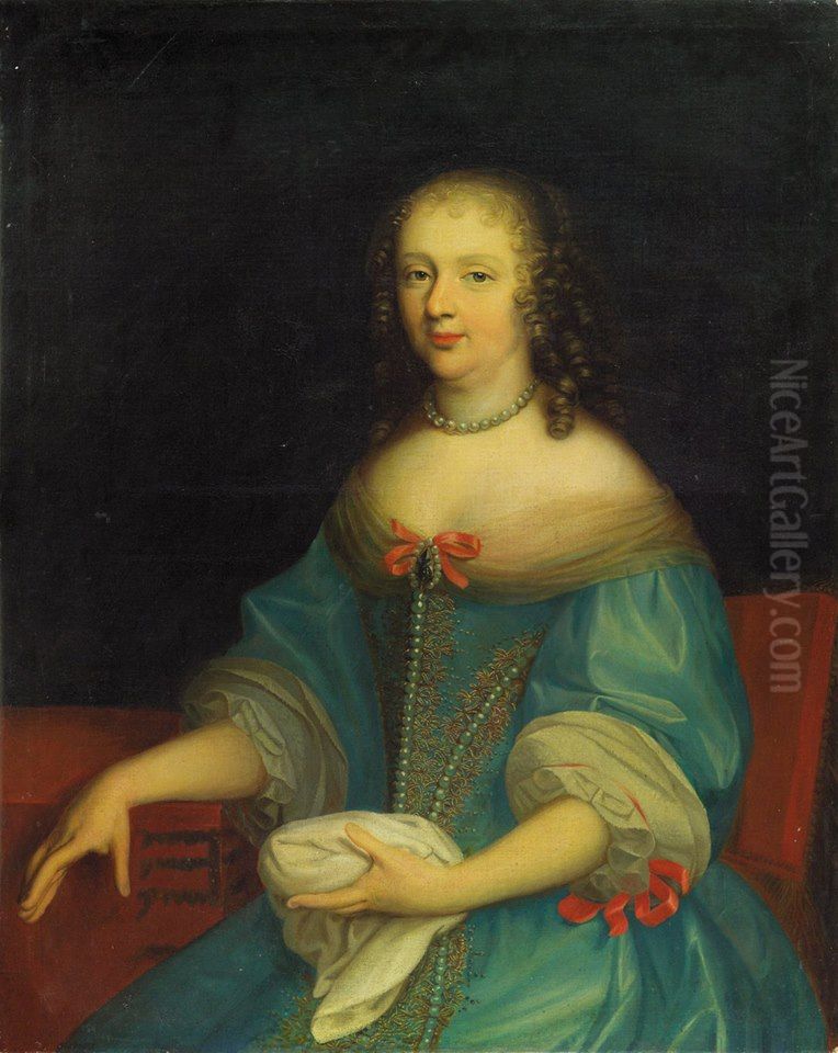 Portrait of Marie Louise Gonzaga de Nevers, Queen of Poland. Oil Painting by Charles Beaubrun