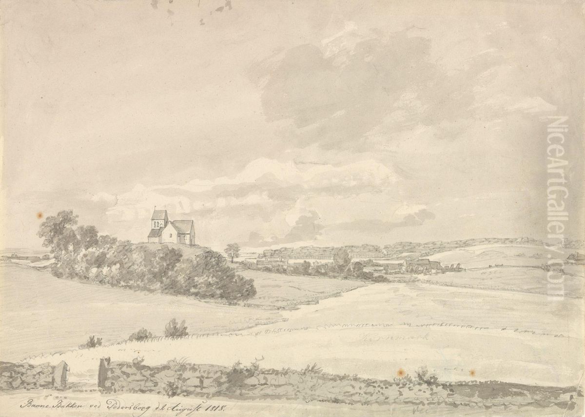 Fra Bavnebakken ved Pedersborg, Soro Oil Painting by Johan Wilhelm Ludwig Dahl
