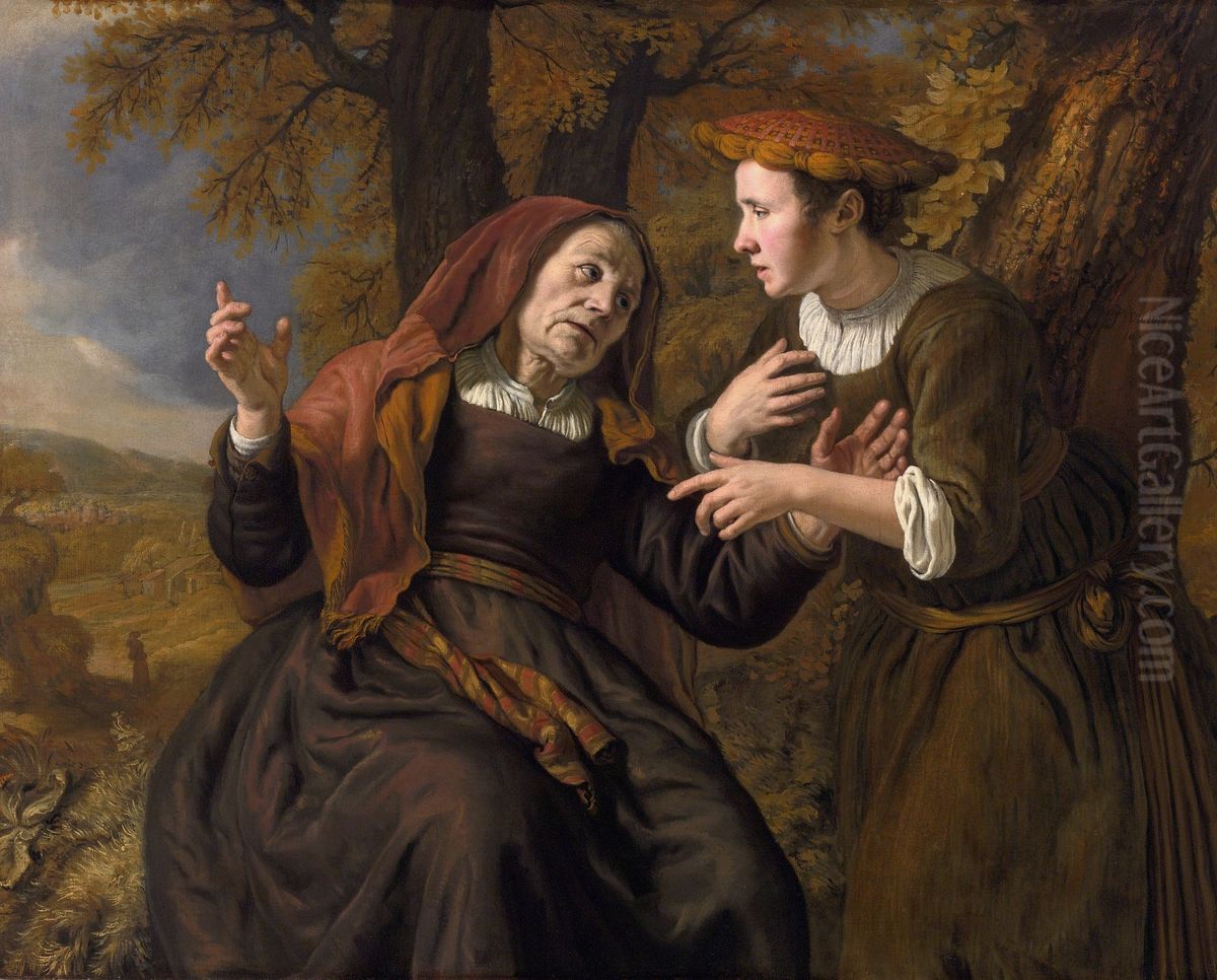Ruth swearing her allegiance to Naomi. Oil Painting by Jan Victors