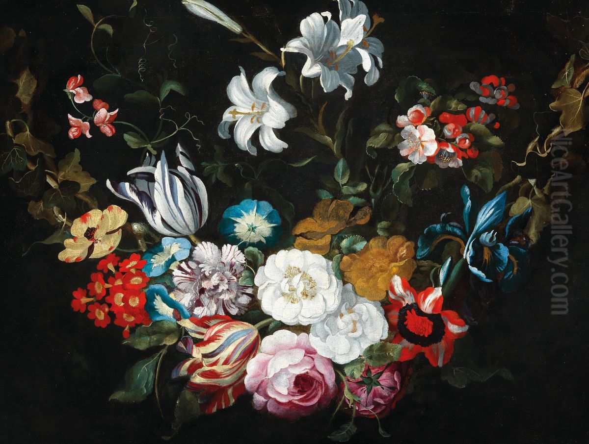 Garland of flowers Oil Painting by Master Of The Prodigal Son