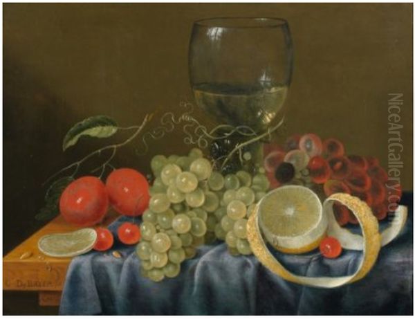 Still life with fruits Oil Painting by Cornelis De Bryer