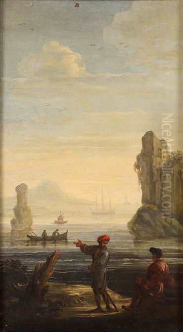 Seascape with figures (2) Oil Painting by Jan de Momper