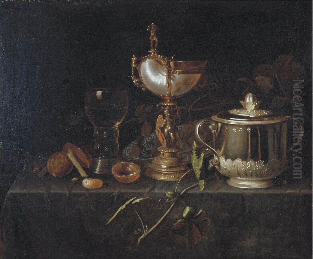 Porringer and Nautilus Cup Oil Painting by Pieter Gerritsz van Roestraten