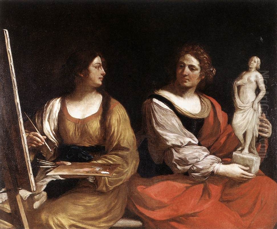 l'Allegoria della pittura e della scultura Oil Painting by Giovanni Francesco Barbieri