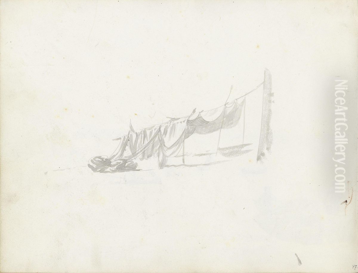 Fiskegarn til tork Oil Painting by Johan Wilhelm Ludwig Dahl