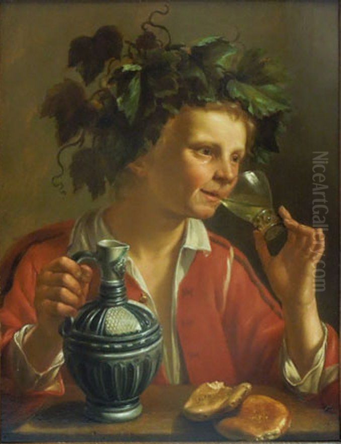 Young man drinking wine (possibly allegory on wine) Oil Painting by Jan Franse Verzijl