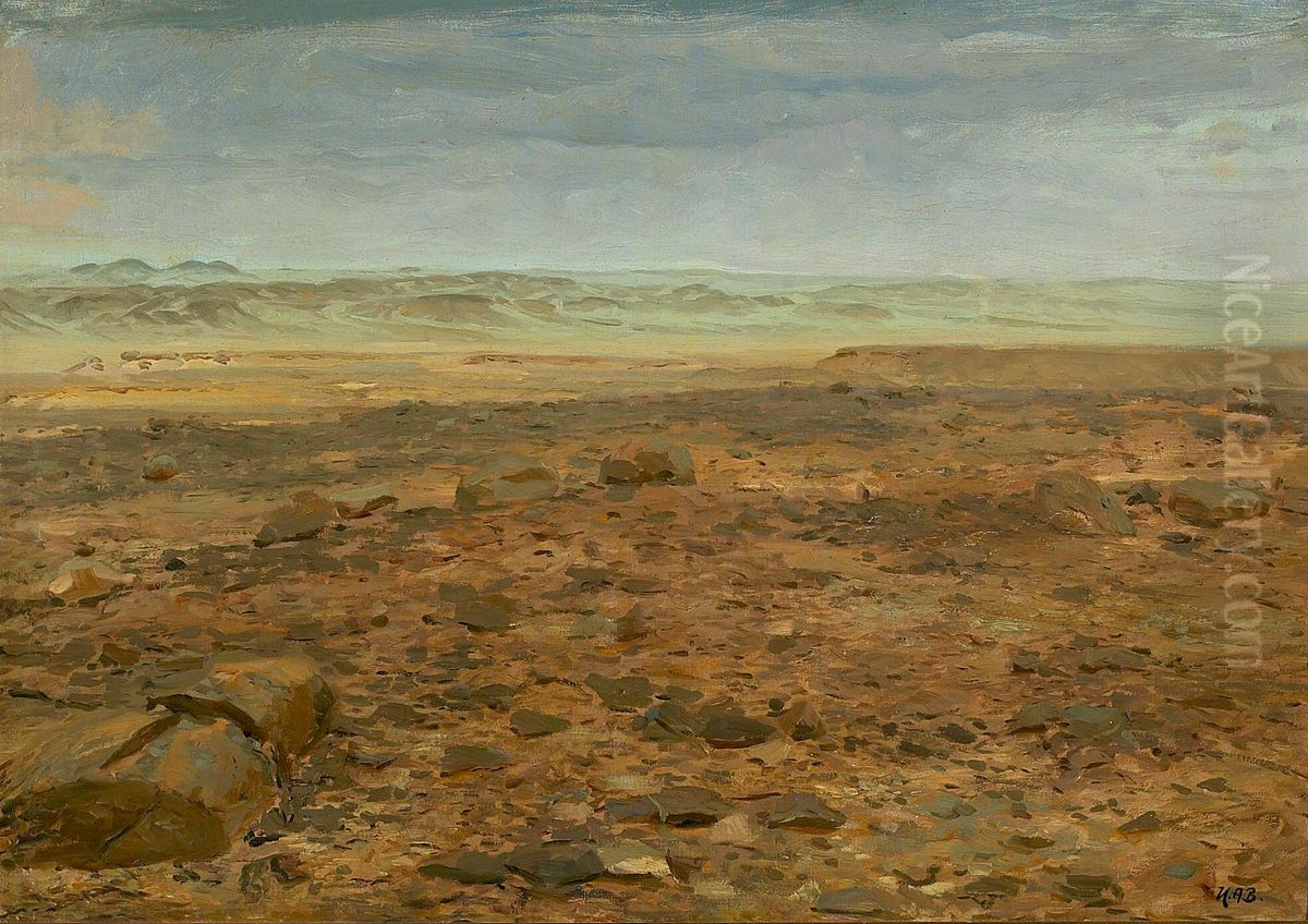 North African desert landscape. Oil Painting by H. A. Brendekilde