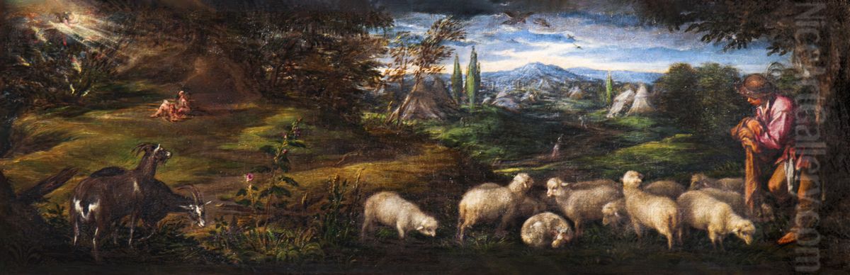 Landscape with Shepherds and the Burning Bush Oil Painting by Jacopo Bassano