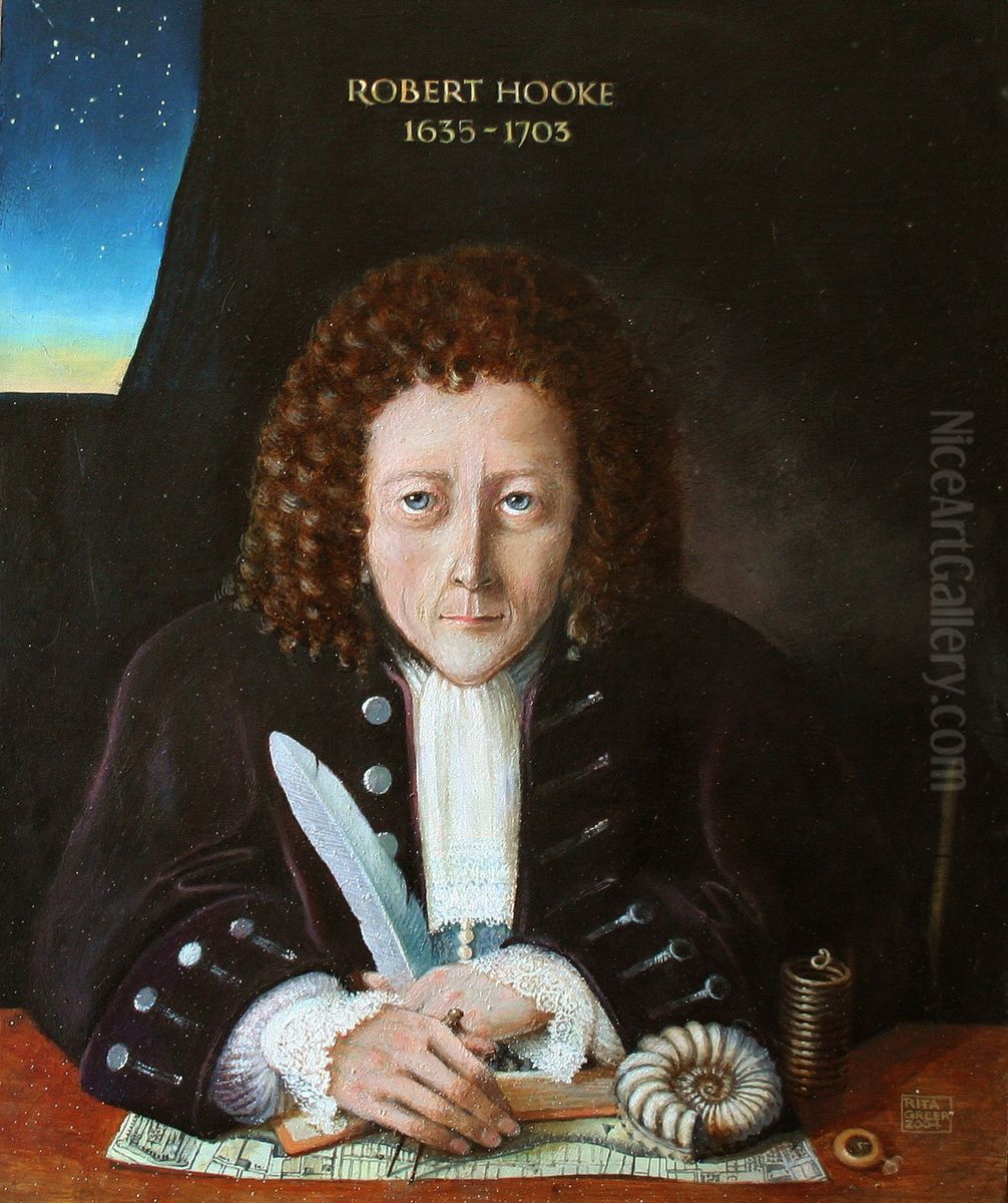 Portrait of Robert Hooke Oil Painting by Rita Greer