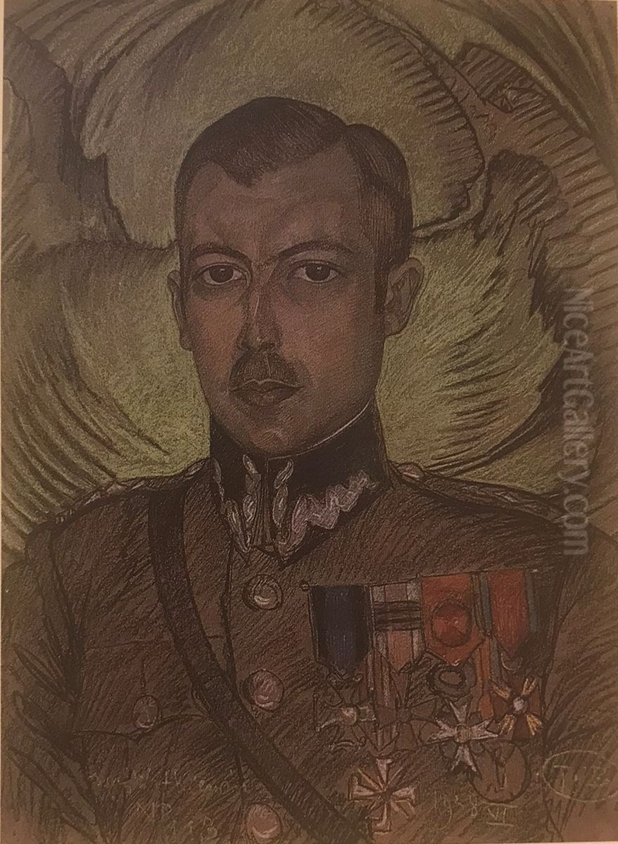 Portrait of Kazimierz Schally Oil Painting by Stanislaw Ignacy Witkiewicz (Witkacy)