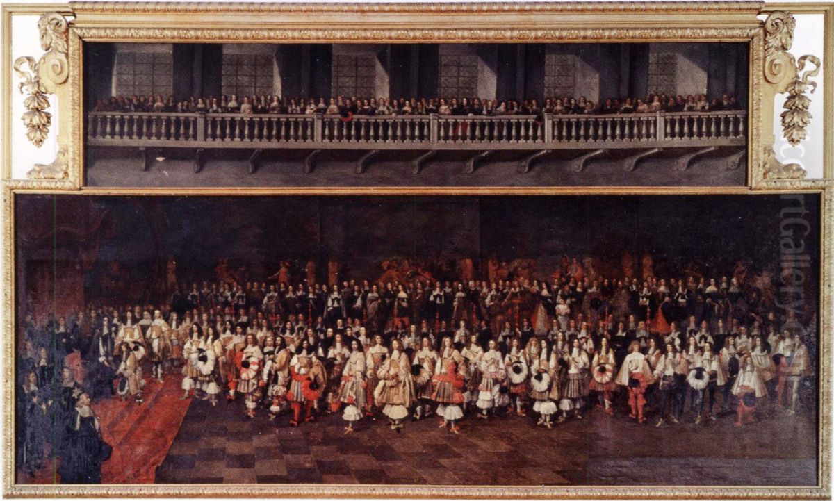 Audience of the Prince de Ligne with King Carles II of England in 1660 Oil Painting by Gillis van Tilborgh
