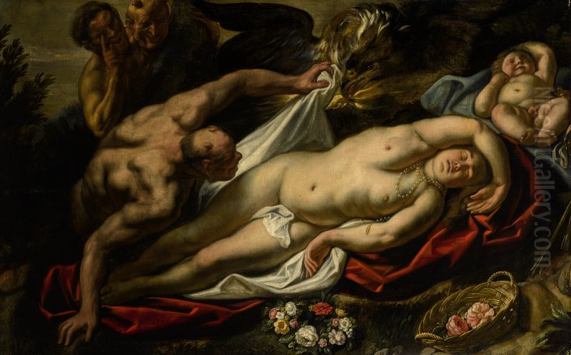 The sleeping Antiope approached by Jupiter Oil Painting by Jacob Jordaens