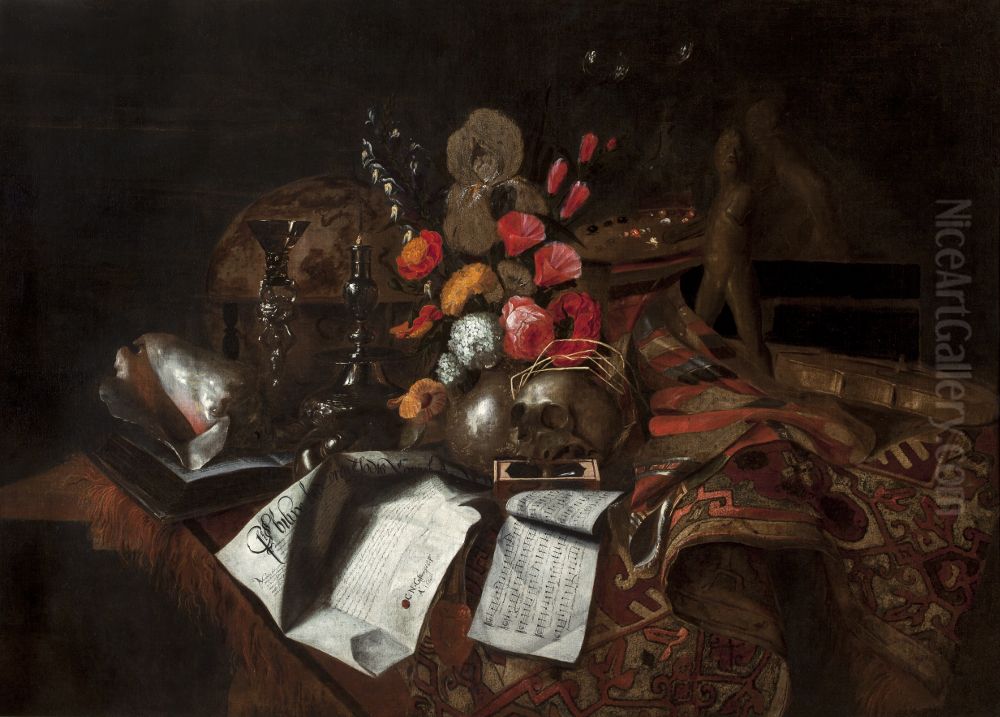 Vanitas Oil Painting by Cornelis Norbertus Gijsbrechts