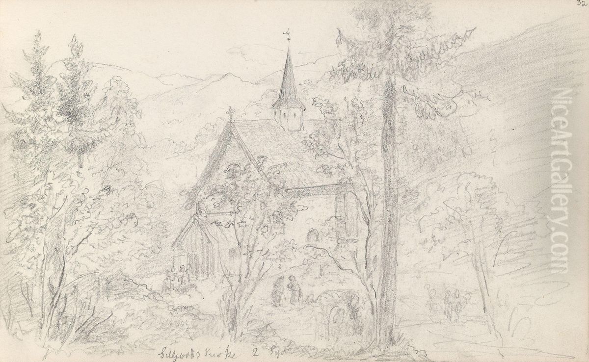 Seljord kirke Oil Painting by Adolph Tidemand