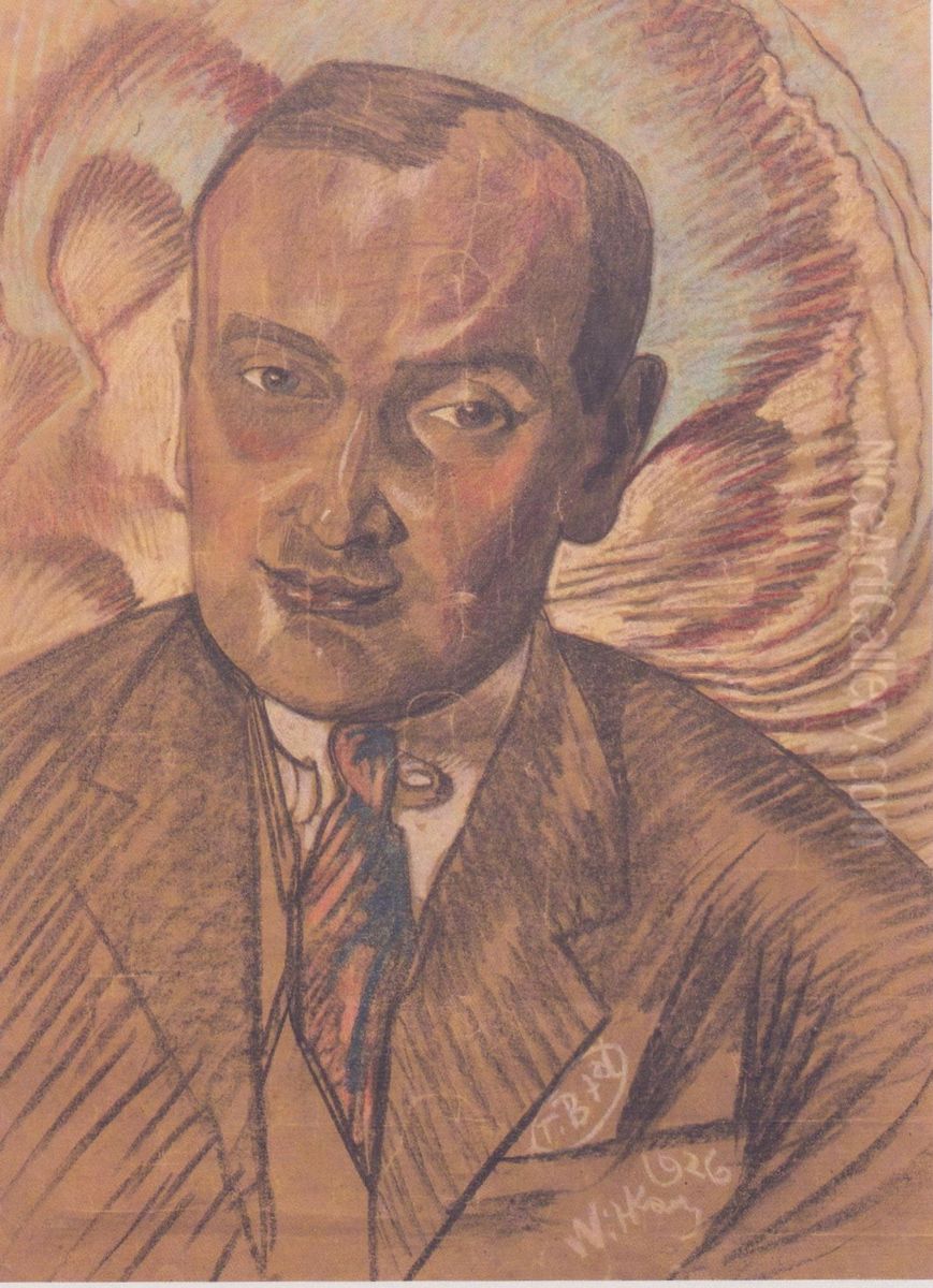 Male portrait  (Stanislaw Alberti ?) Oil Painting by Stanislaw Ignacy Witkiewicz (Witkacy)