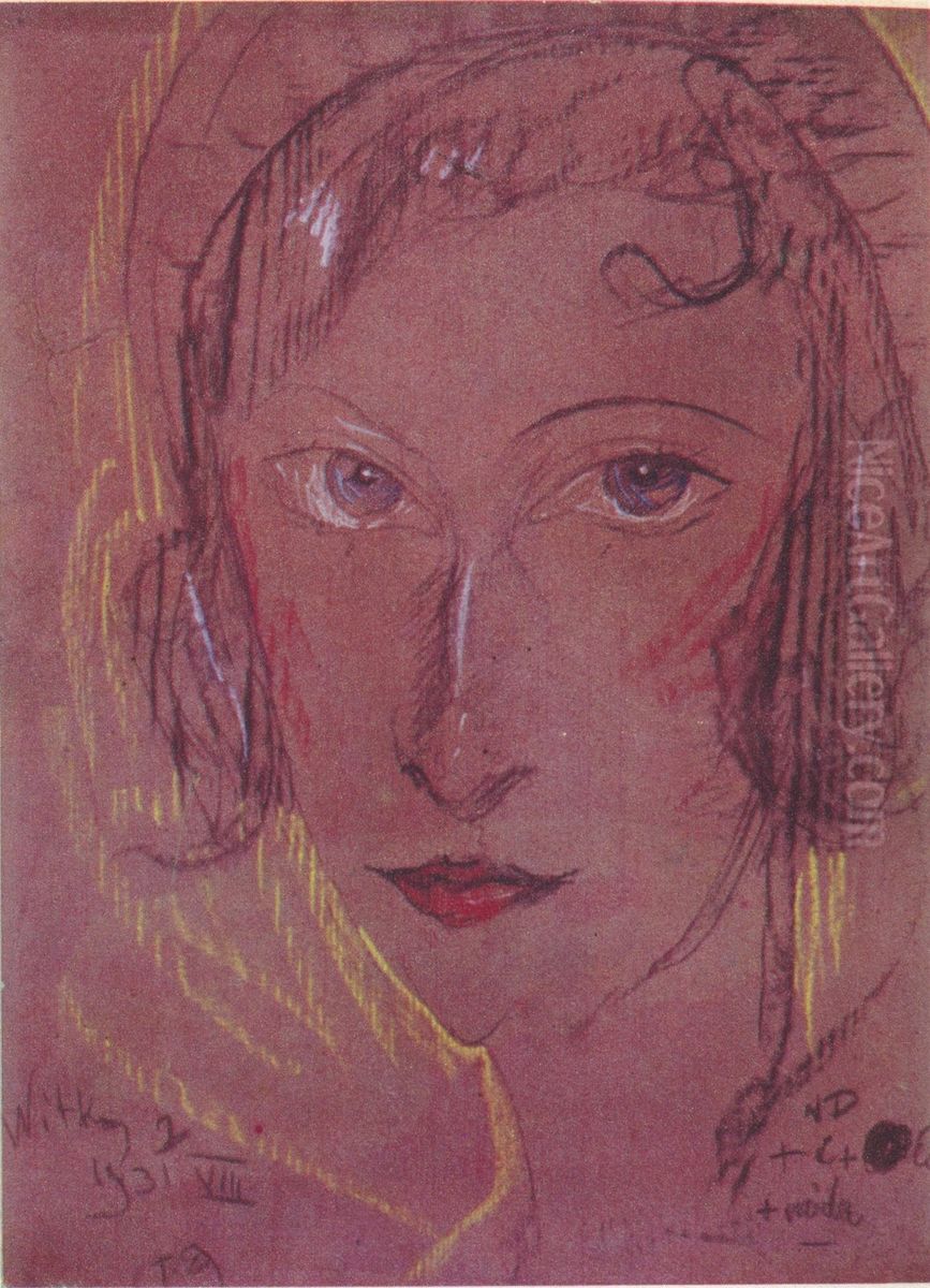 Portrait of Janina Turowska-Leszczynska Oil Painting by Stanislaw Ignacy Witkiewicz (Witkacy)