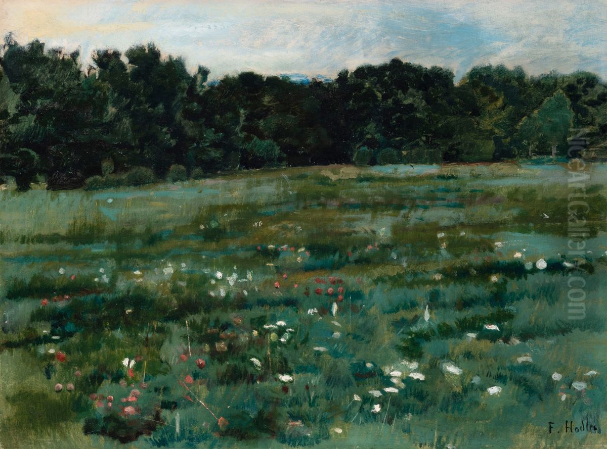 Landscape with a meadow and the edge of a forest Oil Painting by Ferdinand Hodler